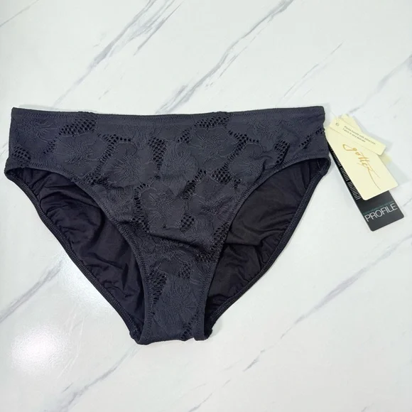 NWT Profile by Gottex Late Bloomer Classic Fit Black Lace Bikini Bottoms Size 12 - Picture 11 of 12